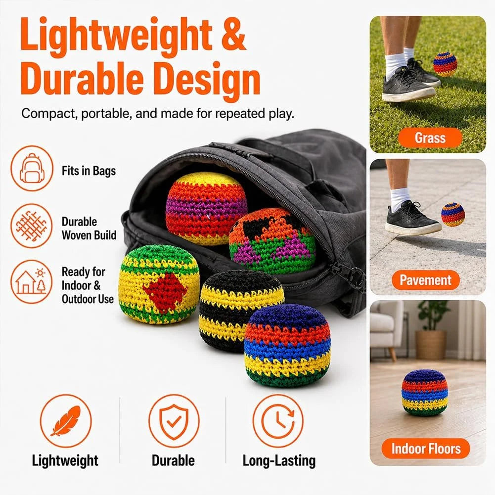 6PCS Knitted Hacky Sack, 2026 Upgraded Crochet Footbags for Adults, Colorful Juggling Kick Bags for Outdoor Party Game, Handwoven Toss Pack (C)