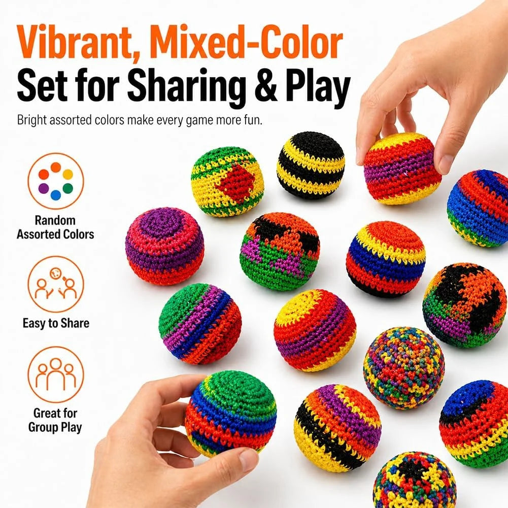 6PCS Knitted Hacky Sack, 2026 Upgraded Crochet Footbags for Adults, Colorful Juggling Kick Bags for Outdoor Party Game, Handwoven Toss Pack (C)